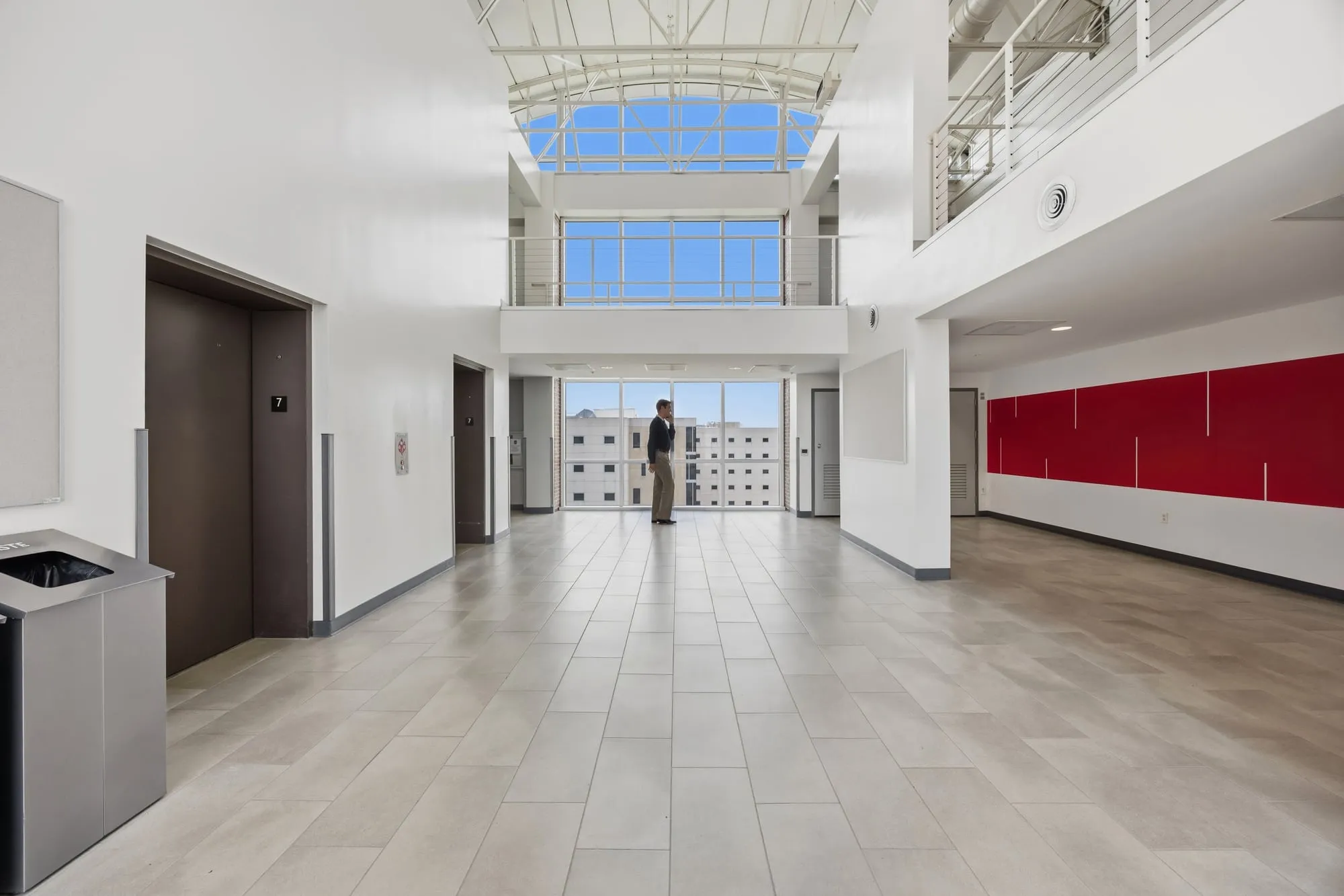 Light-filled atrium corridor at the University of Houston student housing