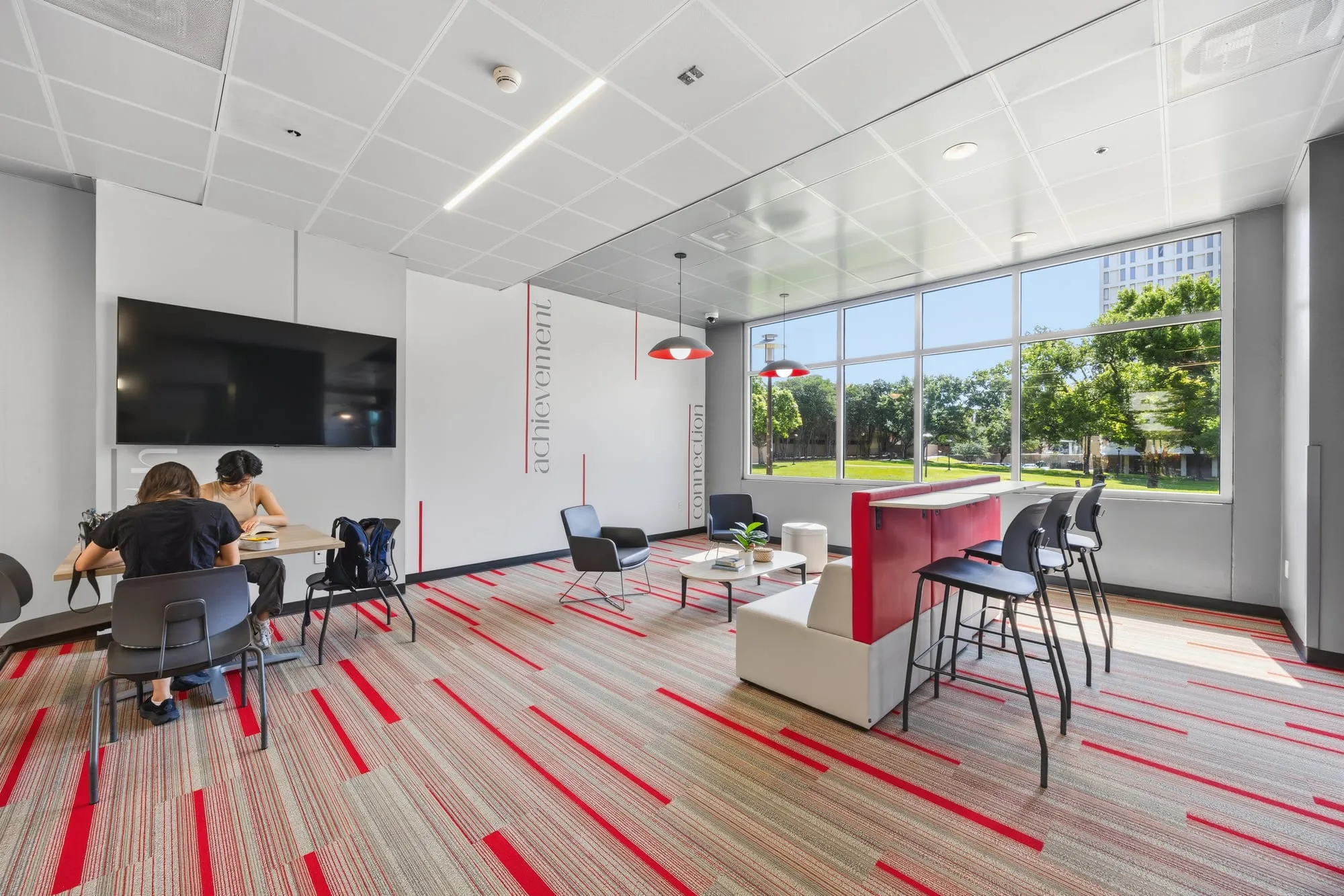 Interior common space at the University of Houston student housing