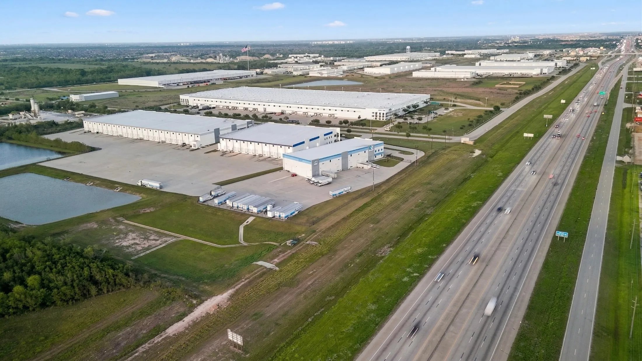 Aerial of the Built Realty Katy industrial property along Interstate 10